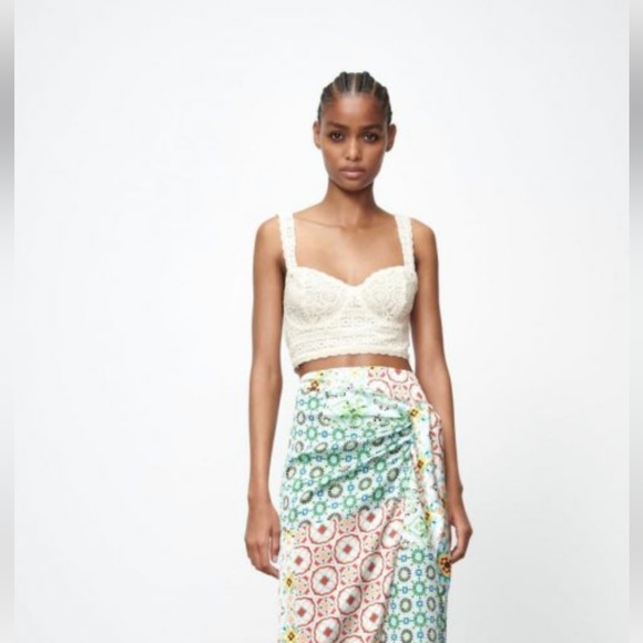 Zara white lace crochet bralette bra top size Small - Picture 2 of 7